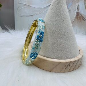 Blue on Blues Flower Enamel Cloisonne Bracelet Bangle